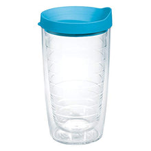 Load image into Gallery viewer, Tervis Clear & Colorful 16oz Made in USA Double Walled Insulated Tumbler, 16 oz, Turquoise Lid