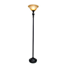 Load image into Gallery viewer, Elegant Designs LF2001-RBZ 1 Light Torchiere Marbelized Glass Shade Floor Lamp, Restoration Bronze/Amber