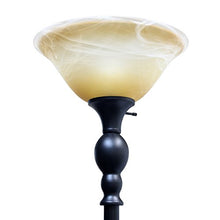 Load image into Gallery viewer, Elegant Designs LF2001-RBZ 1 Light Torchiere Marbelized Glass Shade Floor Lamp, Restoration Bronze/Amber