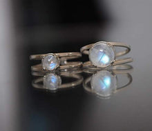 Load image into Gallery viewer, Natural Rainbow Moonstone Handmade Ring Adjustable (sizes 6-8) Sterling Silver 925