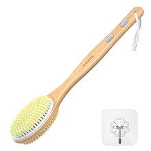 Load image into Gallery viewer, Metene Bamboo Body Brush with Stiff and Soft Natural Bristles, Back Scrubber for Shower with Long Handle, Dual-sided Brush Head for Wet or Dry Brushing, Exfoliating Skin and Clean the Body Easily