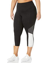 Load image into Gallery viewer, Just My Size Women's Plus Size Active Pieced Stretch Capri, Black/Granite Heather/White, 1X
