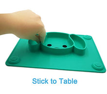Load image into Gallery viewer, LongDear Baby Silicone Suction Placemat + Plates - Food Feeding Divided Mat for Kids and Toddlers Fits Most Highchair Trays - Easily Wipe Clean - Dishwasher and Microwave Safe (Blue & Green)
