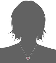 Load image into Gallery viewer, Sterling Silver Created Ruby and White Sapphire Double Heart Pendant Necklace, 18"