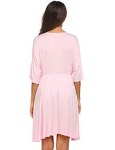 Load image into Gallery viewer, Ekouaer 3 in 1 Labor/Delivery/Hospital Gown Maternity Dress Nursing Nightgown Sleepwear for Breastfeeding V Neck Short Sleeve Nightshirt Sleeping Dress, Pink, Samll