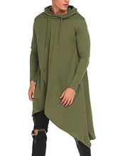 Load image into Gallery viewer, COOFANDY Mens Casual Hooded Poncho Cape Cloak Irregular Hem Hoodie Pullover Army Green Small