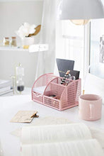 Load image into Gallery viewer, Light Pink Desk Organizer - Cute and Girly Pink Desk Accessories - Office Storage for Girls and Women - Paper Storage and Office Supply Storage - Home Office