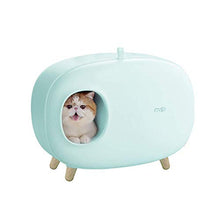 Load image into Gallery viewer, MS Cat Litter Box for Easier Handling of Cat Litter, Enclosed Design, Easy to Clean, Prevent Sand Leakage, Easy Assembly and Large Space, with Cat Litter Scoop (Tiffany Blue)