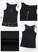 Load image into Gallery viewer, Zecilbo Womens Scoop Neck Sleeveless Ribbed Zipper Tank Top Summer Basic Solid Color Slim Fit Tank Shirts