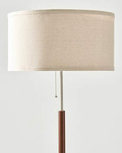Load image into Gallery viewer, Brightech Carter - Floor Lamp for Mid Century Modern Living Rooms - Contemporary Office & Bedroom Standing Light - Tall Pole, Drum Shade Lamp with Walnut Wood Finish
