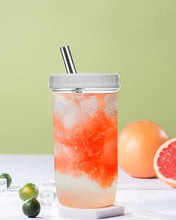 Load image into Gallery viewer, 4 Pack Glass Cups Set 24oz Mason Jar with Lid and Straw,4 Clean Brush, Reusable Bubble Tea Cup, Mason Jars Glass Cups,Iced Coffee Cup,Wide Mouth Smoothie cup, Boba Cup, Mason Jar Drinking Glasses