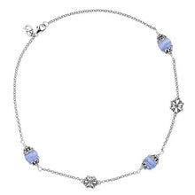 Load image into Gallery viewer, Carolyn Pollack Sterling Silver Blue Lace Agate Gemstone Floral Stations Beaded Necklace 17 Inch