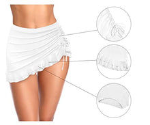 Load image into Gallery viewer, SHEKINI Women's Swimdress Ruffle Swim Skirt Side Pull Tie Swimsuit Bottom (White, Medium)