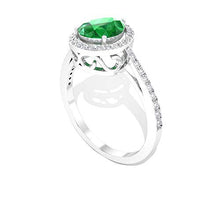 Load image into Gallery viewer, 1.30 CT Pear Shaped Emerald Certified Diamond Halo Engagement Ring, Solitaire Teardrop Green Gemstone Wedding Rings, May Birthstone Promise Ring Gifts, 14K White Gold, Size:US 6.0