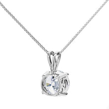 Load image into Gallery viewer, 14K Solid White Gold Pendant Necklace | Round Cut Cubic Zirconia Solitaire | 2.0 Carat | 16 Inch .60mm Box Link Chain | With Gift Box