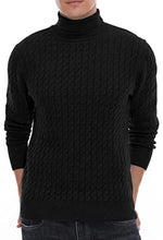 Load image into Gallery viewer, Sailwind Men's Twisted Knitted Turtleneck Sweater Casual Soft Pullover Sweaters for Men US Small Black