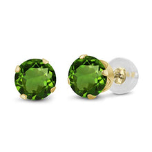 Load image into Gallery viewer, Gem Stone King 14K Yellow Gold Green Tourmaline Women Stud Earrings (0.50 Ct Round 4MM)