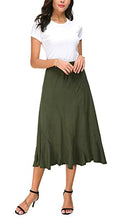 Load image into Gallery viewer, EXCHIC Women's Elegant Ankle Length Ruffle Hem Elastic Waist Midi Skirt (S, Army Green)