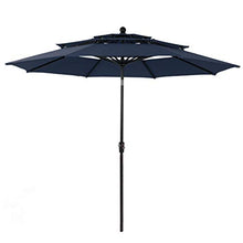 Load image into Gallery viewer, PHI VILLA 10ft Patio Umbrella Outdoor 3 Tier Vented Table Umbrella with 8 Sturdy Ribs (Dark Blue)