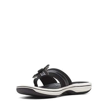 Load image into Gallery viewer, Clarks Women's Brinkley Flora Flip-Flop, Black Synthetic, 9