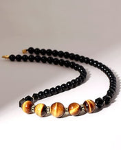 Load image into Gallery viewer, Jewever Tiger Eye and Black obsidian Crystal Necklaces for Women Energy Gemstone Healing Crystal Necklace Beads Natural Stone Mens Necklaces Unisex