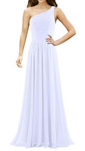 Load image into Gallery viewer, ANTS Women's Pleat Chiffon One Shoulder Bridesmaid Dresses Long Evening Gown Size 6 US White