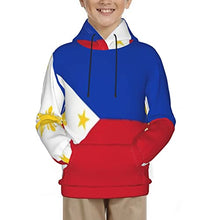 Load image into Gallery viewer, Philippines Flag Print Hoodies Kids 3D Print Sweatshirts Long Sleeve Pullover Hoodies with Pocket for Teen Boys and Girls Black