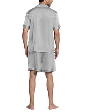 Load image into Gallery viewer, Ekouaer Men's Short Sleeve Pajama Set Satin Sleepwear with Pockets Loose Sleep Loungewear 2 Pieces Summer Pjs Black