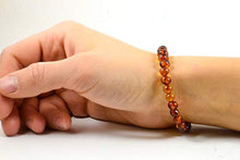 Load image into Gallery viewer, Baltic Amber Bracelet for Adults Made on Elastic Band – Carpal Tunnel, Arthritis, Headache, Migraine Pain Relief (Cognac, 7.5 inch.)