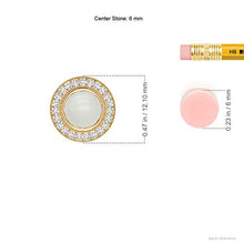 Load image into Gallery viewer, June Birthstone - Bezel-Set Moonstone Pendant with Diamond Halo in 14K Yellow Gold (6mm Moonstone)