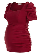 Load image into Gallery viewer, Maternity Retro Sweetheart Neck T-Shirt for Daily Wear Pregnancy Top Wine M