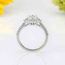 Load image into Gallery viewer, Platinum Plated 925 Sterling Silver Ring 1.2 carat Oval Super Light Pink CZ Stone Halo Ladies Cocktail Ring (Size 5 to 9), 6