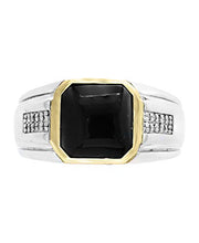 Load image into Gallery viewer, Effy 925 Sterling Silver & 18K Yellow Gold Onyx & Diamond Ring, 2.39 TCW HRM0L149DX