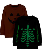 Load image into Gallery viewer, Simple Joys by Carter's Boys' Toddler 2-Pack Halloween Long-Sleeve Tees, Pumpkin/Skeleton, 5T