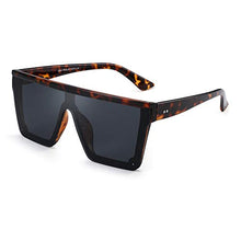 Load image into Gallery viewer, JIM HALO Flat Top Shield Sunglasses Square Mirror Rimless Glasses for Women Men (Tortoise Frame/Grey Lens)