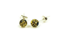 Load image into Gallery viewer, Genuine Baltic Amber Stud Earrings with Sterling Silver, Hand Made From Genuine Baltic Amber (Green)