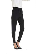 Load image into Gallery viewer, Tronjori Womens Comfy Stretch Slim Skinny Ponte Pants with Ruffles Details(XS, Black)