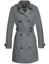 Load image into Gallery viewer, Wantdo Womens Double-Breasted Trench Coat with Belt Gray XL