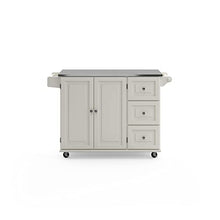 Load image into Gallery viewer, Homestyles Kitchen Cart with Stainless Steel Metal Top Rolling Mobile Kitchen Island with Storage and Towel Rack 54 Inch Width Off White