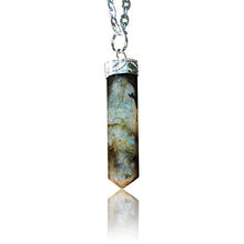 Load image into Gallery viewer, Natural Labradorite Crystal Healing Pendant - For Throat Chakra | Enhances Intuition, Highly Mystical. Relieves Fears & Insecurities. Builds Self-Trust. Cleanses & Protects Aura | With Stylish Chain