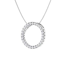 Load image into Gallery viewer, Diamondere Natural and Certified Diamond Circle Necklace in 14k White Gold | 0.22 Carat Pendant with Chain