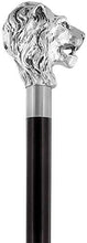 Load image into Gallery viewer, Sterling Silver Lion Head Walking Stick with Black Beechwood Shaft and Collar