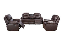 Load image into Gallery viewer, Lifestyle Furniture 3-Pieces Reclining Living Room Sofa Set,Drop Down Table,Bonded Leather,Brown(LS2890-3PC)