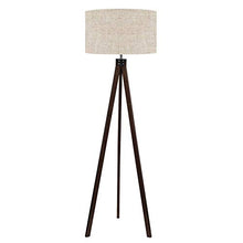 Load image into Gallery viewer, LEPOWER Wood Tripod Floor Lamp, Mid Century Standing Reading Light for Living Room, Bedroom, Study Room and Office, Modern Design, Flaxen Lamp Shade with E26 Lamp Base (Walnut)