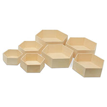 Load image into Gallery viewer, Wooden Hexagon Floating Shelves with Backs, Set of 7, Unfinished for Crafts and DIY Wall Décor: Modern, Geometric, Rustic, or Honeycomb, by Woodpeckers