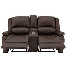 Load image into Gallery viewer, RecPro Charles Collection | 67" Double Recliner RV Sofa & Console | RV Zero Wall Loveseat | Wall Hugger Recliner | RV Theater Seating | RV Furniture | RV Living Room (Slideout) Furniture | Mahogany