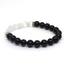 Load image into Gallery viewer, Natural Black Obsidian Crystal Bracelet-Chakra Healing Selenite Agate for Energy Balancing