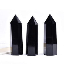 Load image into Gallery viewer, Runyangshi Natural Healing Crystal Wands, 6 Faceted Reiki Chakra Stones, Healing Crystal Single Point Wand Faceted Prism Wand (Black Obsidian, 2"-2.4" (5-6cm))