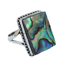 Load image into Gallery viewer, 925 Sterling Silver Ring For Men & Women, Natural Abalone Shell Ring Gemstone Unique Handcrafted Ring