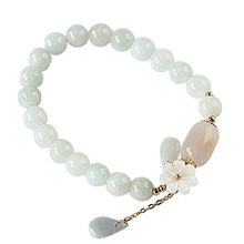 Load image into Gallery viewer, HSUMING Chinese Natural Green Jade Bracelets for Women - Good Luck Beaded Jewelry with Elastic, (5.5-6.3 inch)